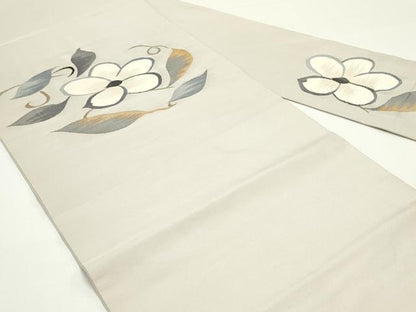 平和屋着物●九寸名古屋帯　すくい織　花唐草文　正絹　逸品　DAAW6660ob