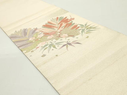 平和屋着物●綴れ　八寸名古屋帯　松葉枝梅文　金銀糸　正絹　逸品　DAAW6679ob