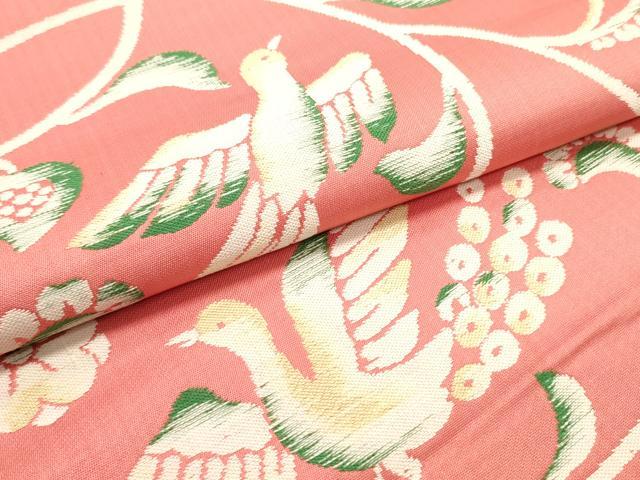 平和屋着物●アンティーク 大正ロマン 九寸開き名古屋帯 花鳥唐草文 正絹 逸品 未使用 DAAW6721ob