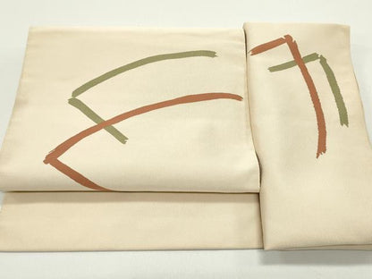 平和屋着物●爪掻き本綴れ つけ帯 抽象文様 正絹 逸品 DAAW6723ob