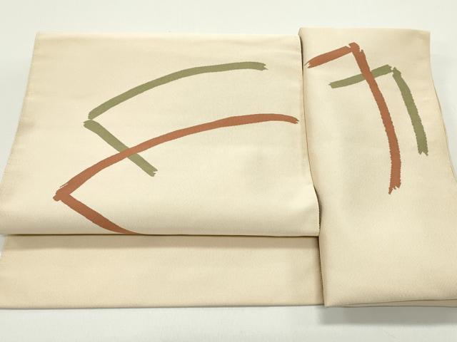 平和屋着物●爪掻き本綴れ つけ帯 抽象文様 正絹 逸品 DAAW6723ob