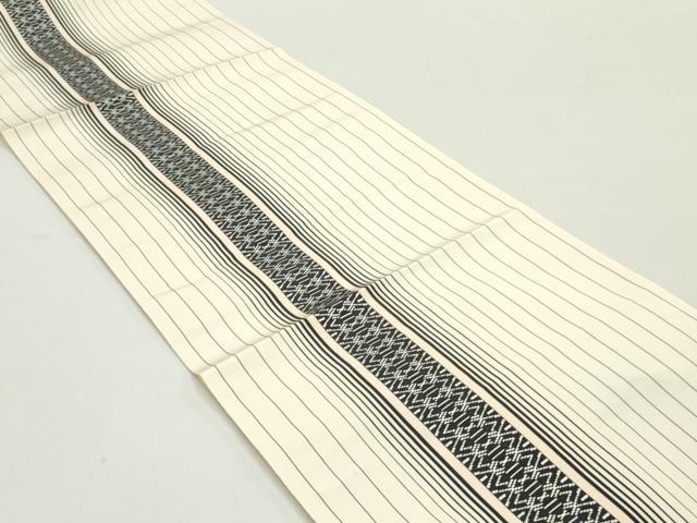 平和屋着物●本場筑前博多織 八寸名古屋帯 献上 象牙色 正絹 逸品 未使用 DAAW6802ob