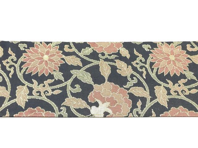 平和屋着物●全通柄九寸名古屋帯 更紗花唐草文 金糸 正絹 逸品 DAAW6806ob