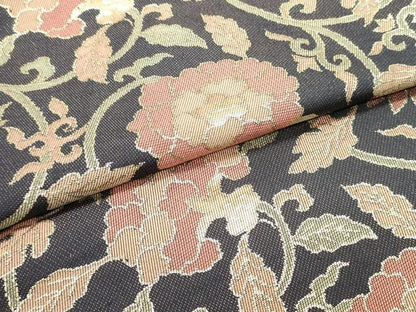 平和屋着物●全通柄九寸名古屋帯 更紗花唐草文 金糸 正絹 逸品 DAAW6806ob