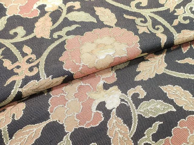 平和屋着物●全通柄九寸名古屋帯 更紗花唐草文 金糸 正絹 逸品 DAAW6806ob