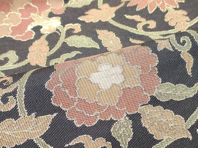 平和屋着物●全通柄九寸名古屋帯 更紗花唐草文 金糸 正絹 逸品 DAAW6806ob