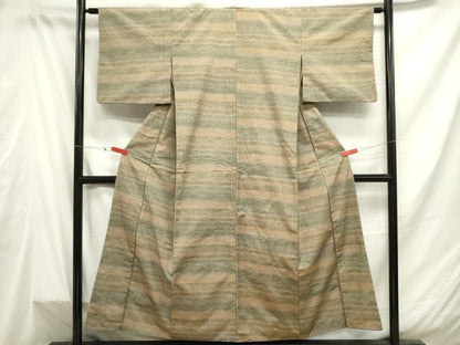 平和屋着物■上質な紬　霞横段文　正絹　逸品　DAAW6887ob