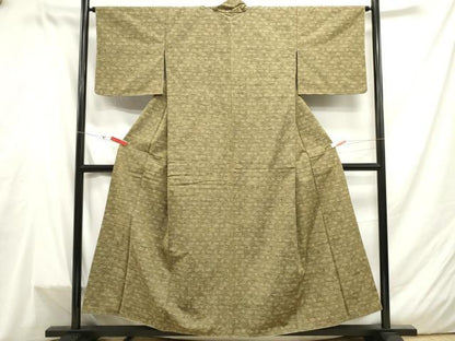 平和屋着物■上質な紬　幾何学文様　正絹　逸品　DAAW6890ob