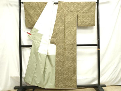 平和屋着物■上質な紬　幾何学文様　正絹　逸品　DAAW6890ob