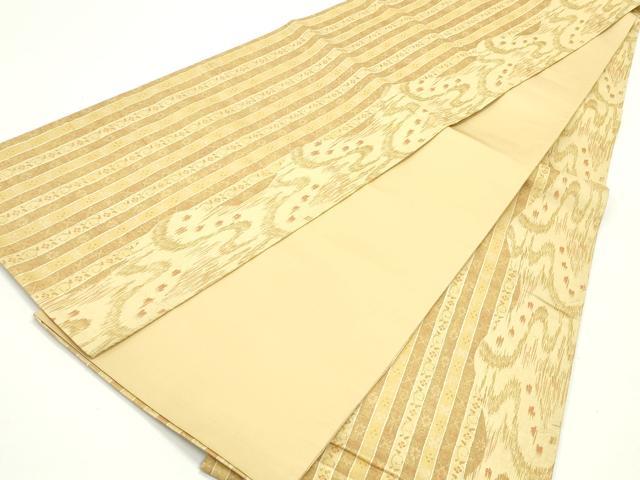 平和屋着物●全通柄袋帯 紬地 抽象花唐草間道 金彩 正絹 逸品 DAAW6913ob