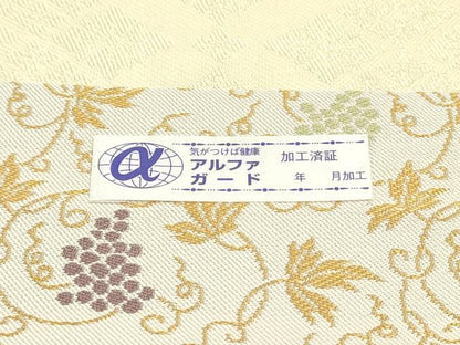 平和屋着物●九寸開き名古屋帯 葡萄蔦の葉文 正絹 逸品 未使用 DAAW6946ob