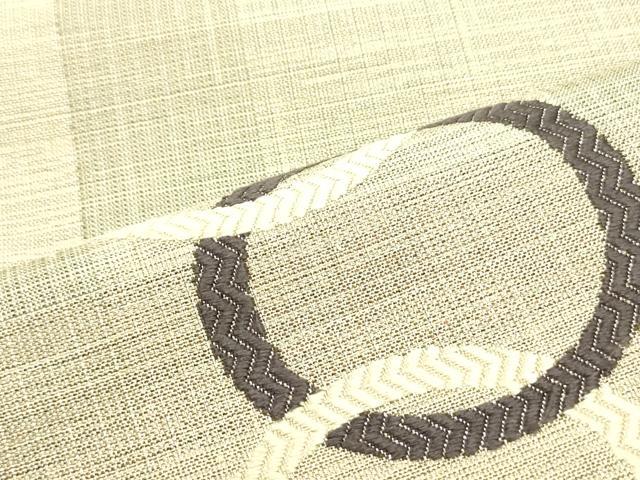 平和屋着物●太鼓柄袋帯　唐織　格子丸文　正絹　逸品　DAAW6954ob