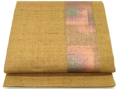 平和屋着物●太鼓柄袋帯 生紬 抽象文様 金彩 正絹 逸品 未使用 DAAW6961ob