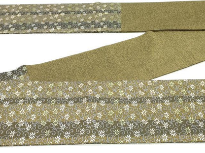 平和屋着物●半幅帯 唐織 花唐草間道 正絹 逸品 未使用 DAAW6962ob