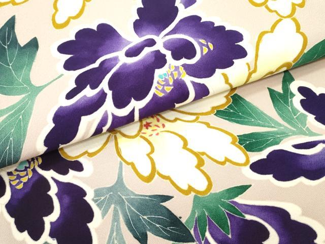 平和屋着物●塩瀬　九寸名古屋帯　手描き　草花文　薄柿色　正絹　逸品　DAAW6963ob