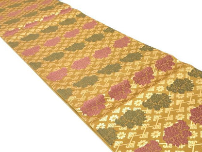 平和屋着物●六通柄袋帯 唐織 名物裂 金糸 正絹 逸品 DAAW6971ob