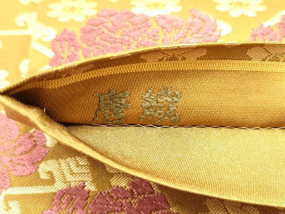 平和屋着物●六通柄袋帯 唐織 名物裂 金糸 正絹 逸品 DAAW6971ob