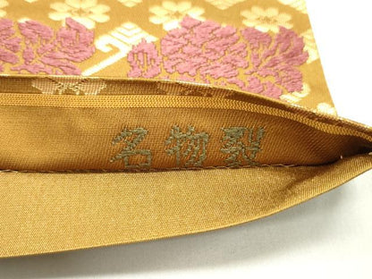 平和屋着物●六通柄袋帯 唐織 名物裂 金糸 正絹 逸品 DAAW6971ob