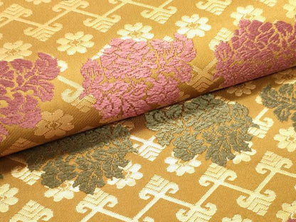 平和屋着物●六通柄袋帯 唐織 名物裂 金糸 正絹 逸品 DAAW6971ob