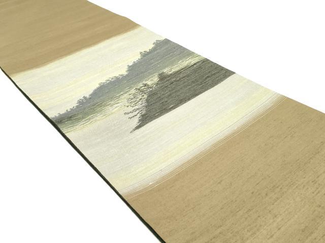 平和屋着物●太鼓柄袋帯　紬地　風景文　正絹　逸品　DAAW6980ob