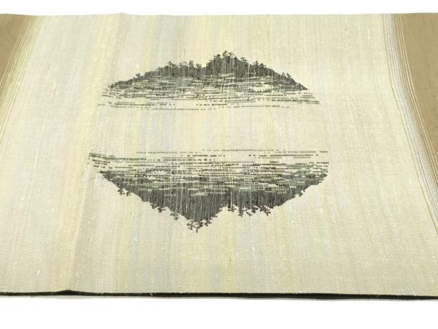 平和屋着物●太鼓柄袋帯　紬地　風景文　正絹　逸品　DAAW6980ob