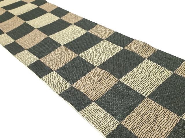 平和屋着物▽六通柄袋帯 スリーシーズン 春夏秋 変わり市松文様 正絹 逸品 DAAW6986ob