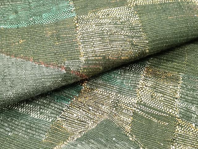 平和屋着物▽八寸名古屋帯 スリーシーズン 春夏秋 紬地 切嵌市松文 金糸 正絹 逸品 DAAW6990ob