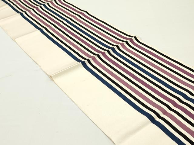 平和屋着物●本場筑前博多織 八寸名古屋帯 間道 肌色 正絹 逸品 DAAW6991ob