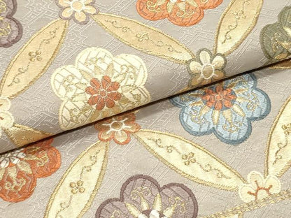 平和屋着物●六通柄袋帯 唐織 七宝花文 金糸 正絹 逸品 DAAW6999ob