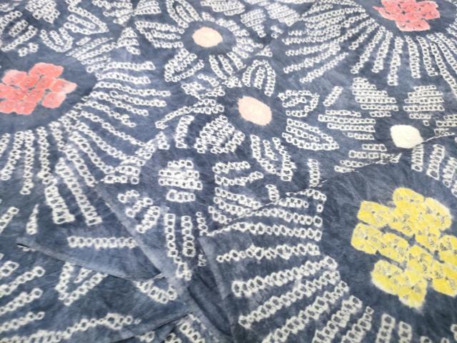平和屋着物＊夏物 有松鳴海絞 反物 着尺 花散らし 綿 逸品 未使用 DAAW7301zzz