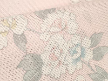 平和屋着物＊夏物　小紋　反物　着尺　駒絽　枝花文　洗える着物　未使用　DAAW7443zzz
