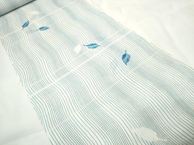 平和屋着物＊夏物 小紋 反物 着尺 駒絽 舞花文 洗える着物 未使用 DAAW7450zzz