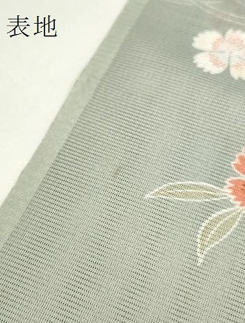 平和屋着物＊夏物　小紋　反物　着尺　絽　芝花文　撫子　洗える着物　未使用　DAAW7451zzz