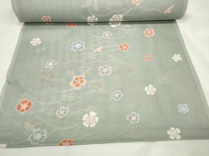 平和屋着物＊夏物　小紋　反物　着尺　絽　芝花文　撫子　洗える着物　未使用　DAAW7451zzz