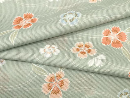 平和屋着物＊夏物　小紋　反物　着尺　絽　芝花文　撫子　洗える着物　未使用　DAAW7451zzz