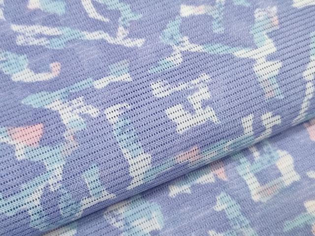 平和屋着物＊夏物 小紋 反物 着尺 駒絽 幾何学文様 洗える着物 未使用 DAAW7486zzz