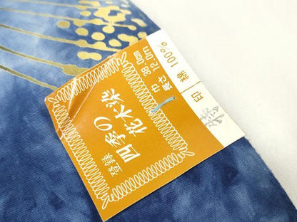 平和屋着物∴夏物 浴衣 反物 着尺 四季の花木染 舞蝶文 綿 逸品 未使用 DAAW7491zzz