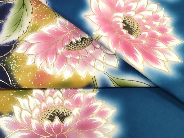 平和屋着物∴夏物 浴衣 反物 着尺 月世界 草花文 金彩 綿 逸品 未使用 DAAW7495zzz
