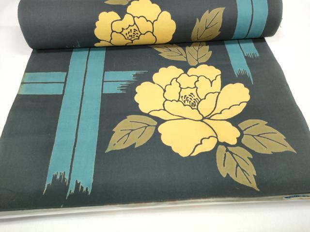 平和屋着物∴夏物 浴衣 反物 着尺 牡丹 綿 逸品 未使用 DAAW7496zzz