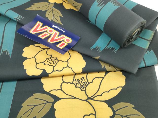 平和屋着物∴夏物 浴衣 反物 着尺 牡丹 綿 逸品 未使用 DAAW7496zzz