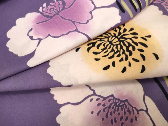 平和屋着物∴夏物 パリコレクション ファッションモデル・デザイナー 山口小夜子 浴衣 反物 着尺 草花文 綿 逸品 未使用 DAAW7498zzz