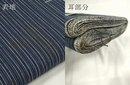 平和屋着物∴夏物 浴衣 浜ゆうちぢみ 反物 着尺 堅牢スレン染 縞 証紙付き 綿 逸品 未使用 DAAW7502zzz