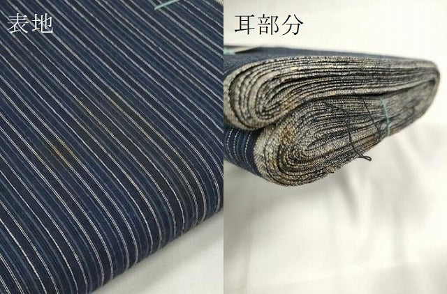 平和屋着物∴夏物 浴衣 浜ゆうちぢみ 反物 着尺 堅牢スレン染 縞 証紙付き 綿 逸品 未使用 DAAW7502zzz