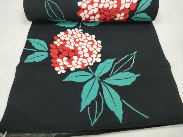 平和屋着物∴夏物 ファッションデザイナー コシノジュンコ 浴衣 反物 着尺 紫陽花 アジサイ 綿 逸品 未使用 DAAW7531zzz