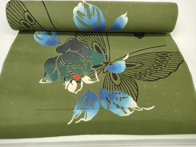 平和屋着物∴夏物 世界的ファッションデザイナー 山本寛斎 kansaiブランド 浴衣 反物 着尺 花蝶文 綿 逸品 未使用 DAAW7532zzz