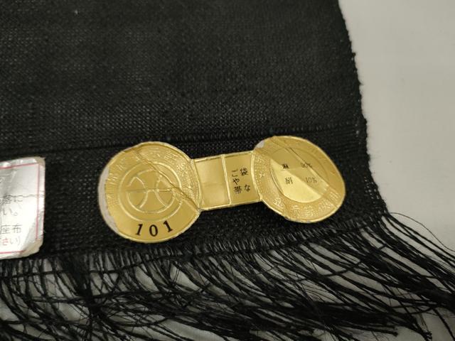 平和屋着物＊夏物 西陣 名古屋帯 帯反物 枝花文 黒地 証紙付き 麻絹 逸品 未使用 DAAW7634zzz