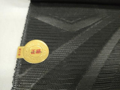 平和屋着物＊夏物 西陣 石黒織物謹製 名古屋帯 帯反物 都絽 黒共帯 草木染 亀甲花文 証紙付き 逸品 未使用 DAAW7747zzz