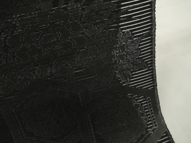平和屋着物＊夏物 西陣 石黒織物謹製 名古屋帯 帯反物 都絽 黒共帯 草木染 亀甲花文 証紙付き 逸品 未使用 DAAW7747zzz