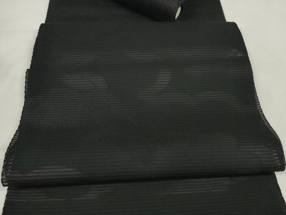 平和屋着物＊夏物 西陣 名古屋帯 帯反物 黒共帯 雲重ね文 証紙付き 逸品 未使用 DAAW7748zzz