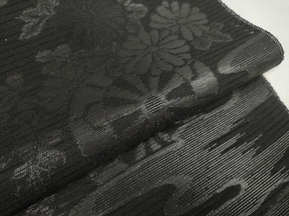 平和屋着物＊夏物 西陣 石黒織物謹製 名古屋帯 帯反物 都絽 黒共帯 草木染 霞源氏車花文 証紙付き 逸品 未使用 DAAW7749zzz